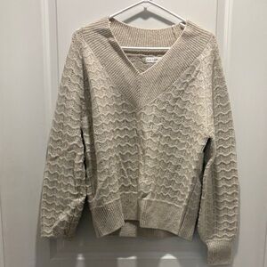 Gallery Women's Beige V-Neck Sweater